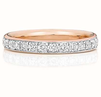 James Moore TH 9k Rose Gold 50% Diamond Grain Set Eternity Ring W226R