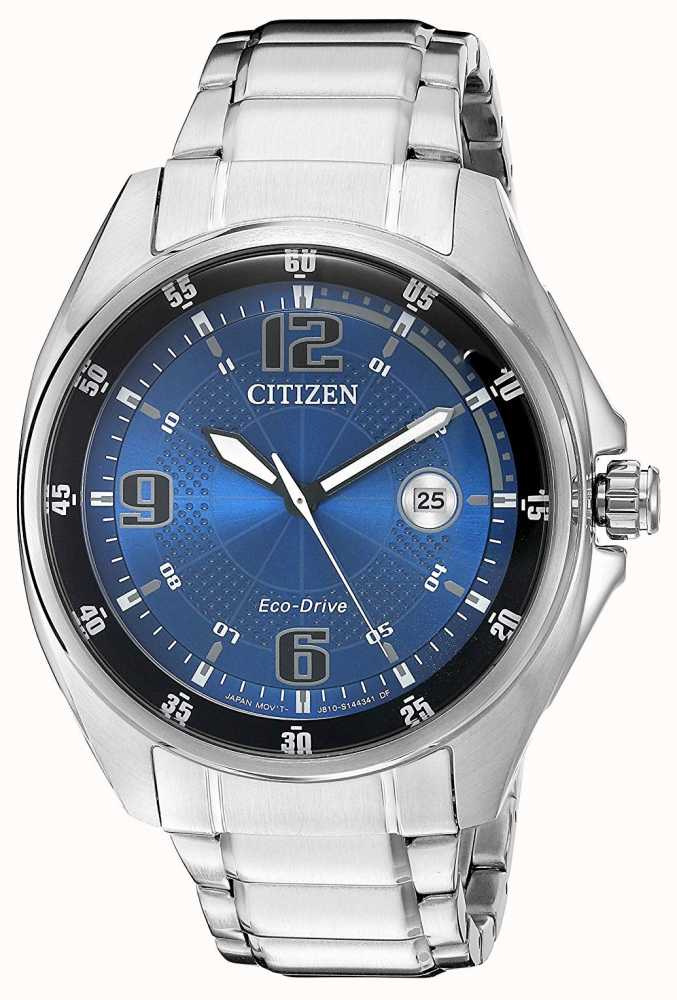 citizen men's blue dial stainless steel bracelet watch