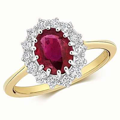 9ct gold ruby and diamond ring