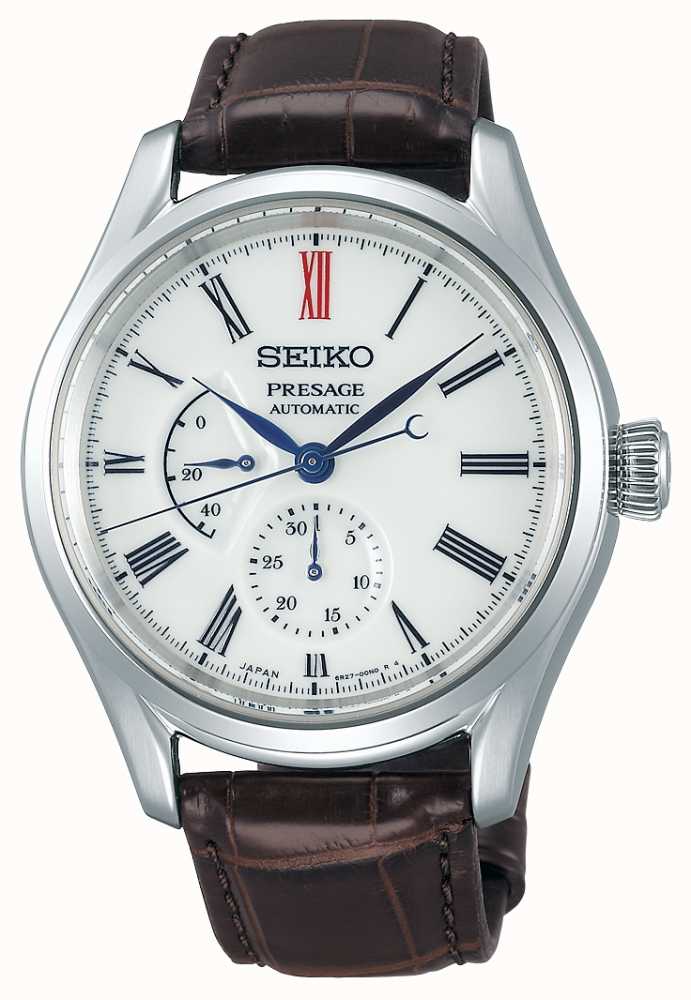Seiko Presage Men's Automatic White Dial Brown Leather Power Reserve  Indicator SPB093J1 - First Class Watches™ AUS