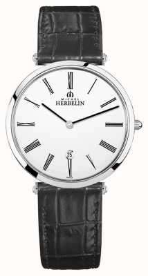 Herbelin | Men's | Epsilon | Black Leather Strap | White Dial | 19406/01N