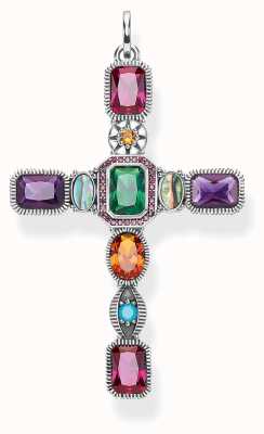 Thomas Sabo Pendant 'Cross' Colourful Stones 925 Sterling Silver PE859-294-7