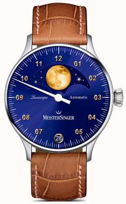 MeisterSinger Lunascope | Blue Dial | Brown Leather Strap LS908G
