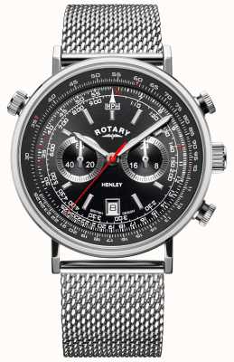 Rotary Men's Henley | Steel Mesh Bracelet | Black Dial | GB05235/04