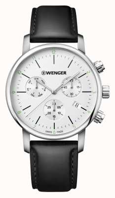Wenger | Urban Classic Chrono | Black Leather Strap | Silver Dial | 01.1743.118