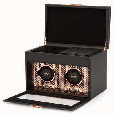 WOLF Axis Copper Double Watch Winder With Storage And Travel Case 469316
