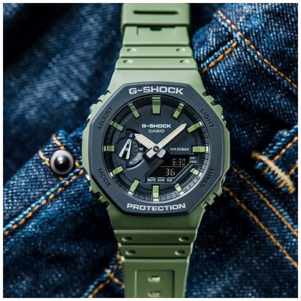 Casio G-Shock | Carbon Core | Green Rubber Strap | Digital Display GA