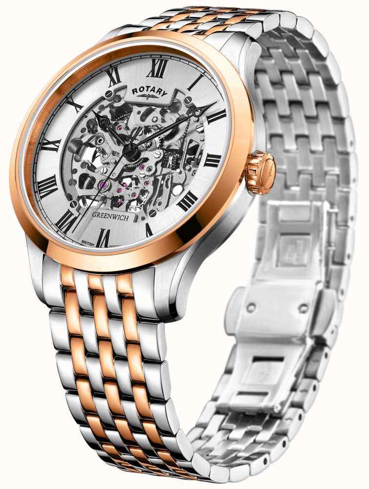 Rotary Greenwich Automatic | Two-Tone Bracelet | Skeleton Dial GB02944 ...