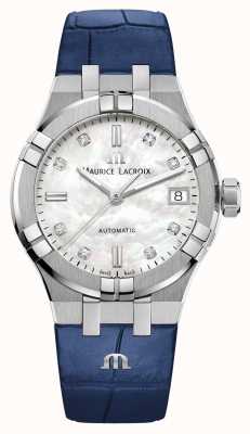 Maurice Lacroix Aikon Automatic (35mm) Mother of Pearl Dial / Blue Leather AI6006-SS001-170-2