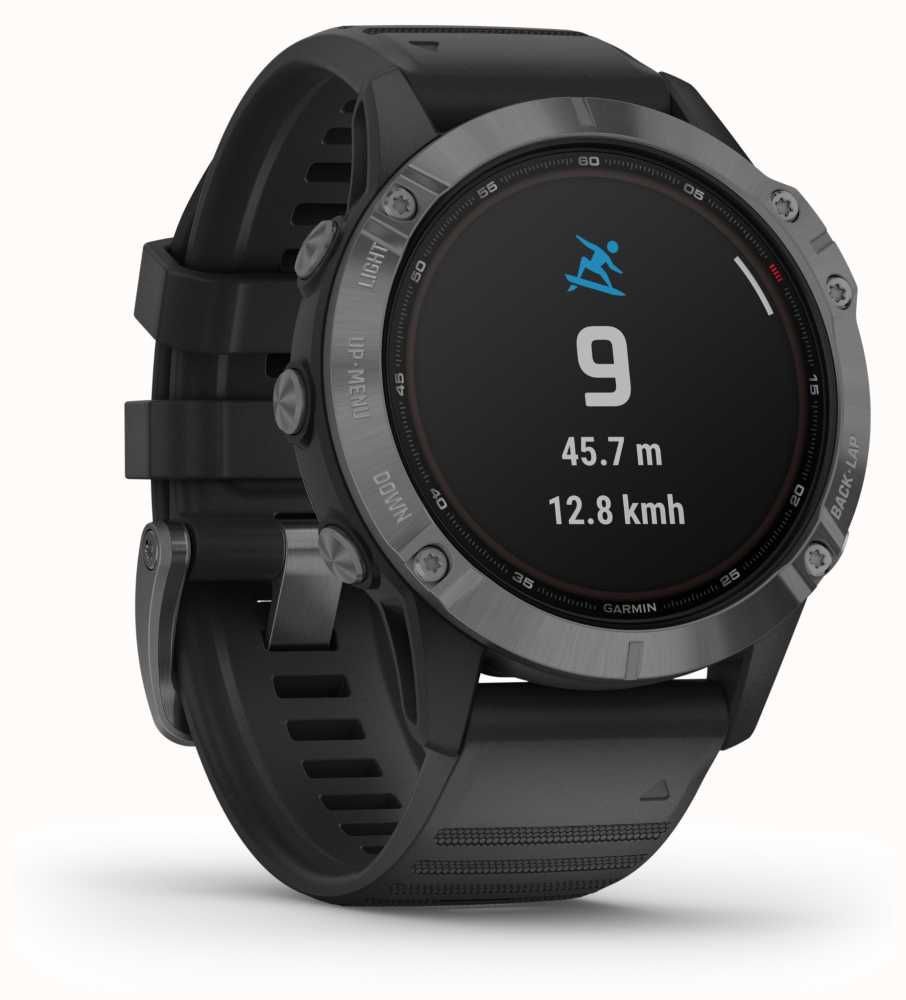 Garmin Fenix 6 Pro Solar | Slate Grey Black Rubber Strap 010-02410-15 ...