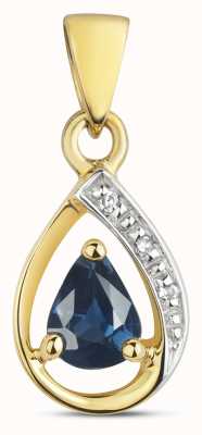 James Moore TH 9k Gold Diamond & Sapphire Pendant PD252S