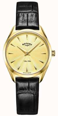 Rotary Ultra Slim Women's Gold Leather Watch LS08013/03