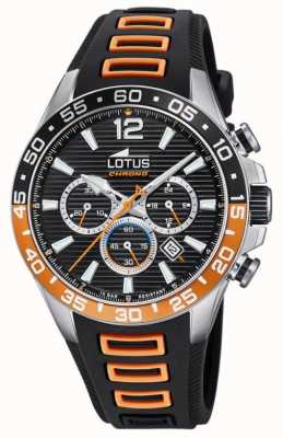 Lotus Men's Black/Orange Silicone Strap | Black Chronograph Dial L18697/1