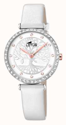 Lotus Women's White Leather Strap | White/Silver Tree Dial L18707/1