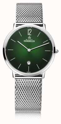 Michel Herbelin City | Men's Steel Mesh Bracelet | Green Dial 19515/16NB