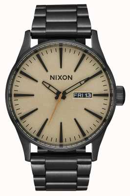 Nixon Sentry SS | Black / Khaki | Black IP Steel Bracelet | Khaki Dial A356-1439-00