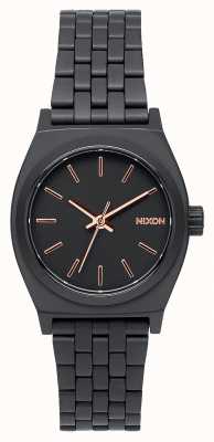 Nixon Small Time Teller | All Black / Rose Gold | Black IP Steel Bracelet | Black Dial A399-957-00