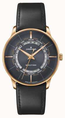 Junghans Meister Worldtimer Sapphire Crystal | Brown Leather Strap | Black Dial 027/5013.02