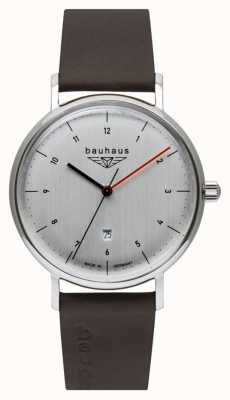 Bauhaus Men's Brown Italian Leather Strap | Silver Tone Dial 2140-1