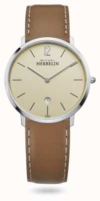 Michel Herbelin City | Brown Leather Strap | Champagne Dial 19515/17NGO