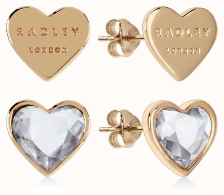 Radley Jewellery Love Heart | Gold Plated Heart Stud Earrings | Set RYJ1158S-CARD