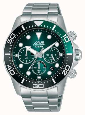 Lorus Men's Chronograph | Green Dial | Stainless Steel Bracelet RT341JX9