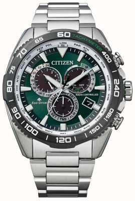 Citizen Promaster Land Perpetual Chrono A-T Green Dial / Stainless Steel CB5034-91W
