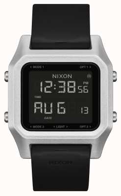 Nixon Staple | Silver / Black | Digital | Black Silicone Strap A1309-625