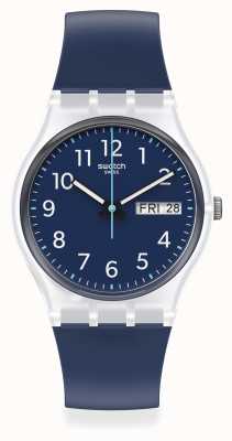 Swatch RINSE REPEAT | 34mm Navy Blue Dial | Navy Blue Silicone Strap GE725