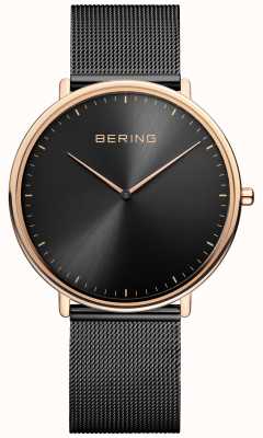 Bering Classic Unisex Black and Rose-Gold Watch 15739-166