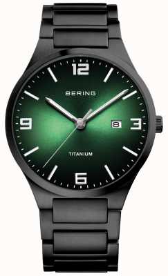 Bering Men's Titanium Green Dial Watch 15240-728