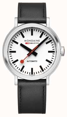 Mondaine Original Automatic | Backlight | Black Leather Strap | White Dial MST.4161B.LB
