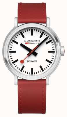 Mondaine Original Automatic | Backlight | Red Leather Strap | White Dial MST.4161B.LC