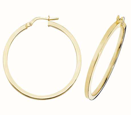 James Moore TH 9ct Yellow Gold Square 30mm Hoop ER947-30