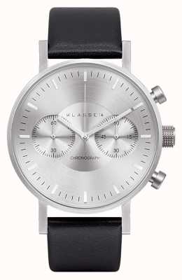 Klasse14 Chronograph Silver Dial Black Leather Strap VO15CH001M