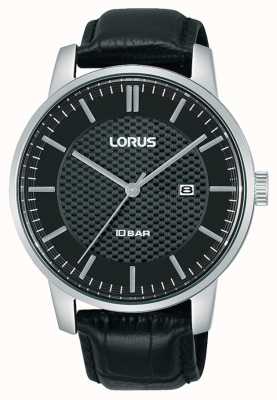 Lorus 42 mm Quartz Black Dial Black Leather Strap RH981NX9