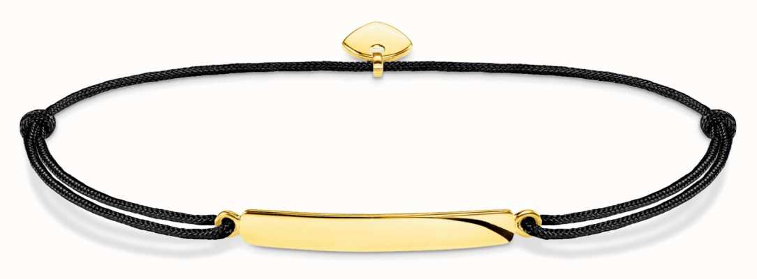 Thomas Sabo Little Secret Classic Gold Plated Bar Black Cord Bracelet LS130-848-11-L22V