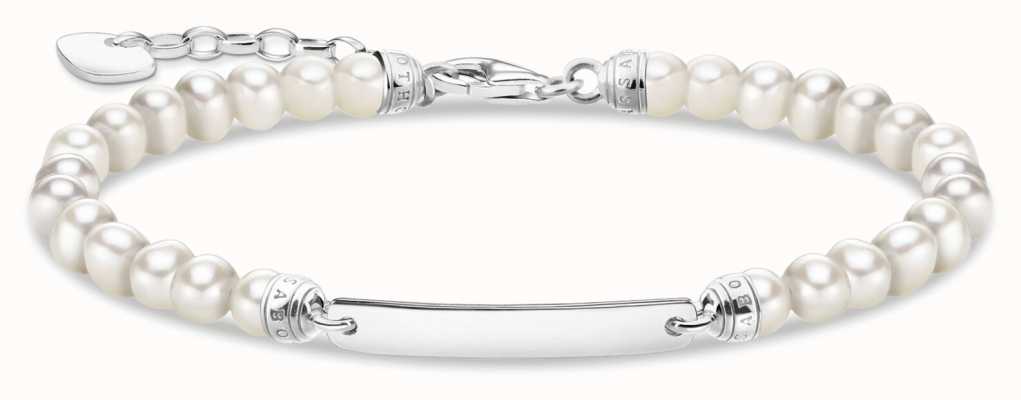 Thomas Sabo Sterling Silver Bar Pearl Bead Bracelet A2042-082-14-L19V