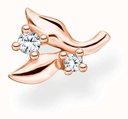 Thomas Sabo Leaves with White Stones Rose Gold Single Ear Stud H2222-416-14
