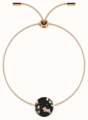 Radley Jewellery Fashion | Rose Gold Plated Bracelet | Black Floral Circle Charm RYJ3134S