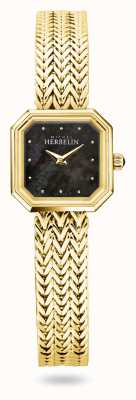 Herbelin Women's Octogone Black Mother Of Pearl Dial Gold Plated Bracelet 17436/BP49