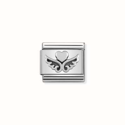 Nomination Composable Classic OXIDIZED SYMBOLS In St.steel And Sterling Silver Heart With Wings 330101/13