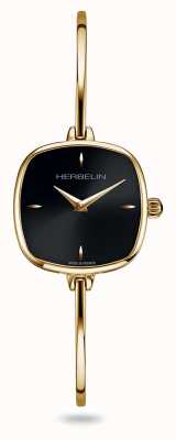 Herbelin Fil Women's Black Dial Gold PVD Bangle Bracelet Watch 17207/BP14