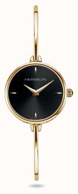 Michel Herbelin Fil Women's Black Dial Gold PVD Bangle Watch 17206/BP14