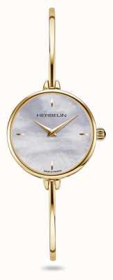 Michel Herbelin Fil Women's Mother of Peal Gold PVD Bangle Watch 17206/BP19