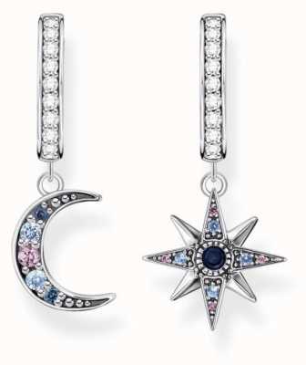 Thomas Sabo Royalty Moon and Star Sterling Silver Hoop Earrings CR682-945-7