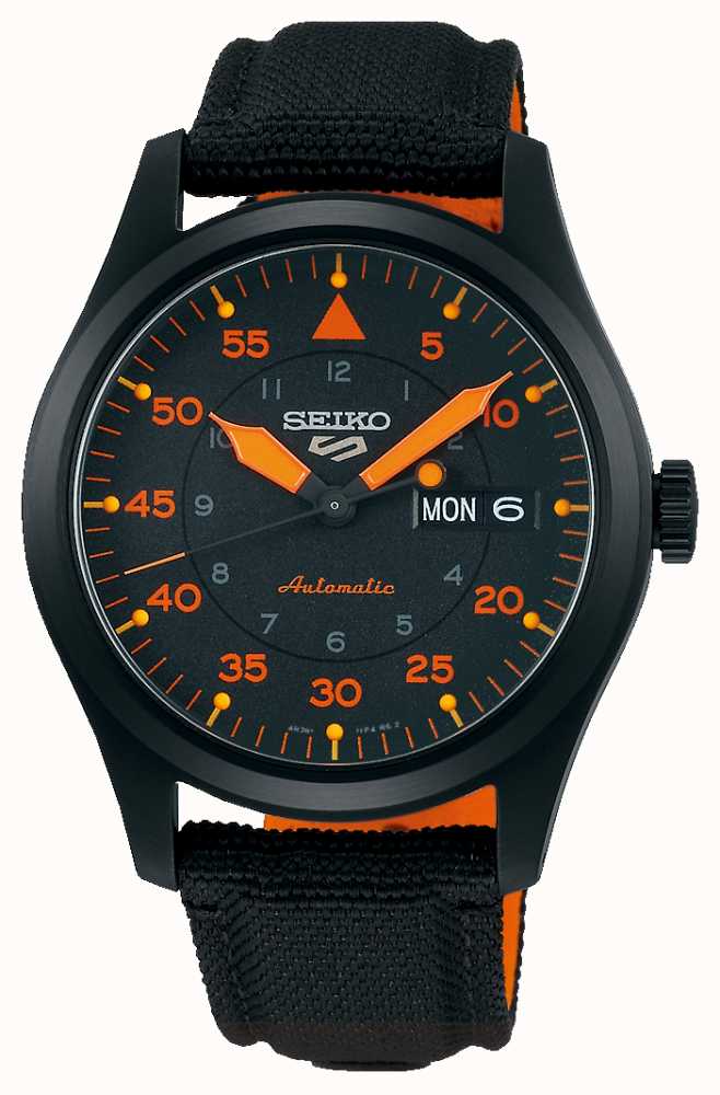 Seiko 5 Sports Flieger Automatic Black And Orange Watch SRPH33K1 - First  Class Watches™ AUS
