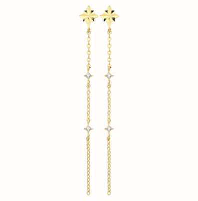 James Moore TH 9ct Yellow Gold Cubic Zirconia Chain Drop Earrings ER1153