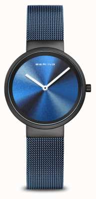 Bering Classic Aurora | Blue Aurora Borealis Dial | Blue Milanese Strap | Brushed Black Stainless Steel Case 19031-327