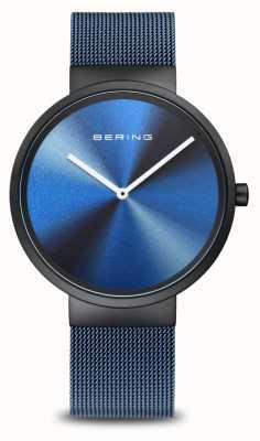 Bering Classic Aurora | Blue Aurora Borealis Dial | Blue Milanese Strap | Brushed Black Stainless Steel Case 19039-327